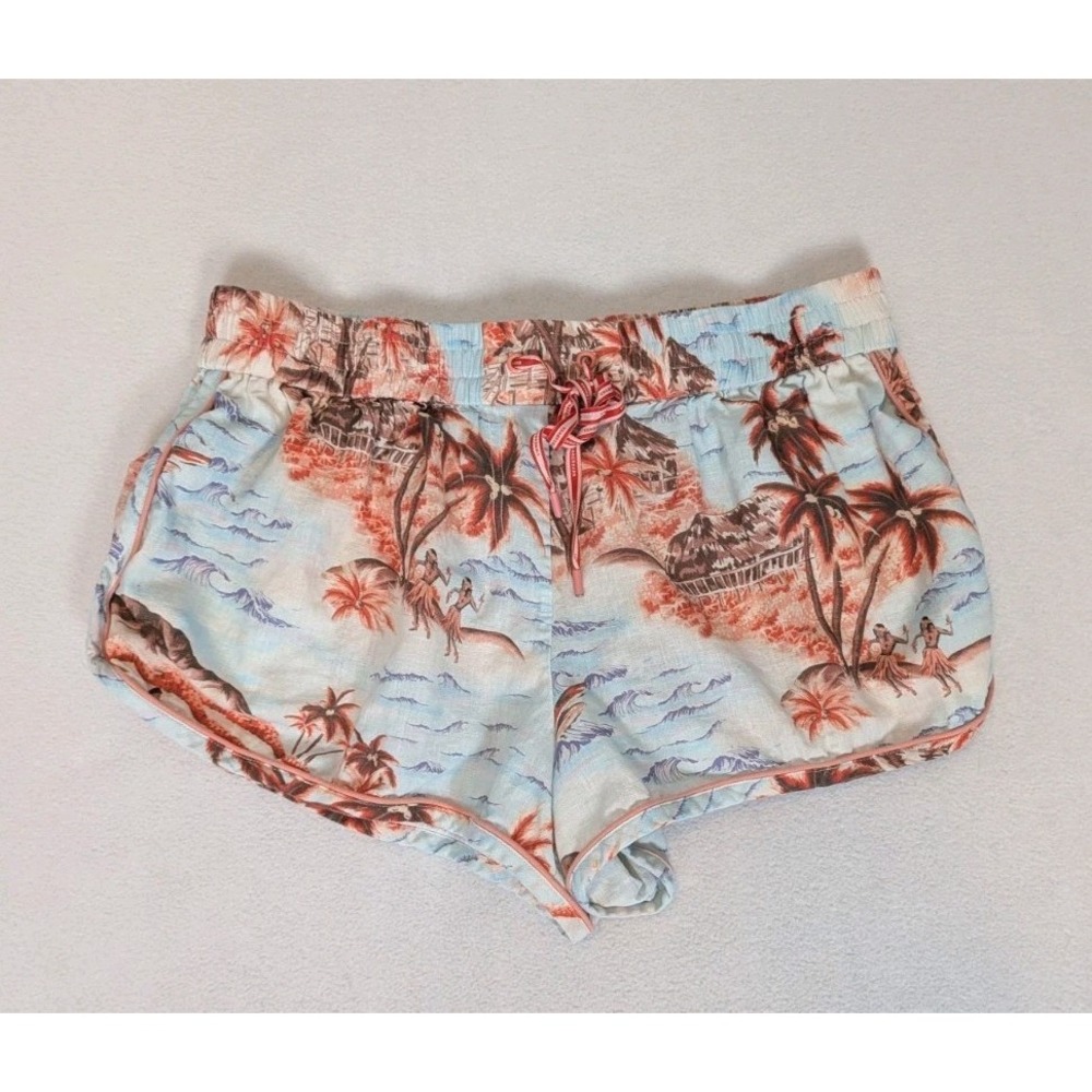 Zimmermann Linen Blend Shorts Size 3 US 8 / 10 Pull On Tropical Print Waist 32"